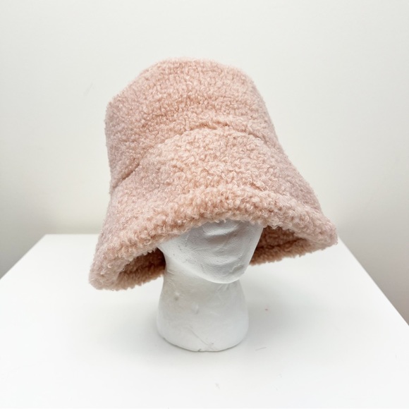 Accessories - Pink Teddy Bear Fleece Winter Bucket Hat - Adult OS